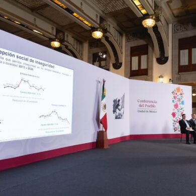 Claudia Sheinbaum durante la conferencia matutina en la que destacó los resultados de seguridad de la ENVIPE 2026