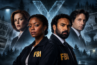 Ilustración conceptual de los nuevos agentes de The X-Files junto a Mulder y Scully.