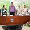 Autoridades universitarias durante la ceremonia por el XXXV aniversario de la Licenciatura en Comunicación de la UJAT